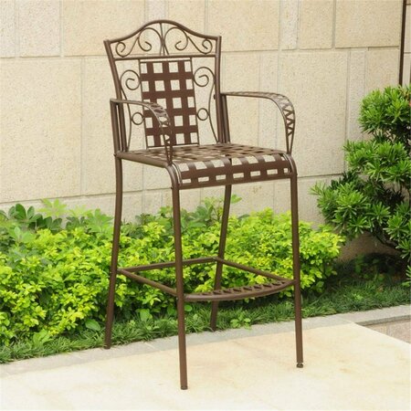INTERNATIONAL CARAVAN Mandalay Iron Bar Height Chair, Rustic Brown, 2PK 3467-2CH-RT-BN